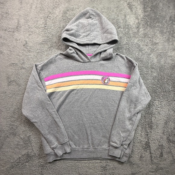 Buc-ee’s Jackets & Blazers - Buc-ee's Women's Fleece Hoodie NWOT Gray Striped Logo Patch L Pullover Cozy